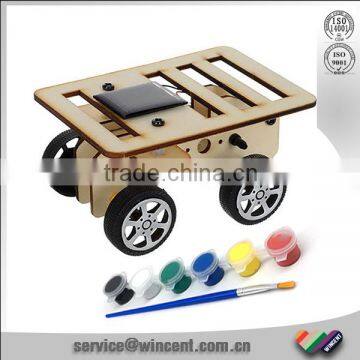 wooden Solar Powered car Painting DIY product