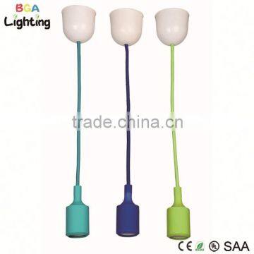 E27 Socket Silicone Chandelier Parts With Colored Fabric Wire