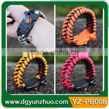 Wholesale paracord survival bracelet with fire starter buckle