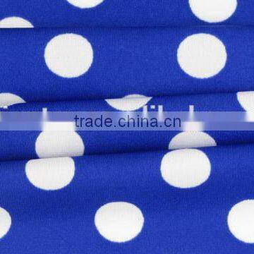 Best Selling Product White Dot on Dark Blue Poly Milk Fiber Fabric Spandex Fabric 4way Strentch photo-4