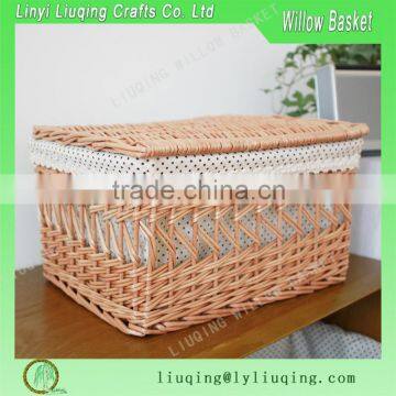 2016 new style living room basket willow laundry basket with lid and lining