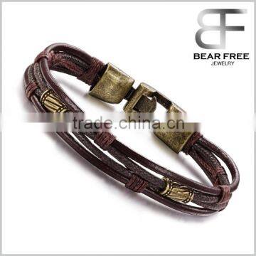 Wholesale Men Leather Bracelets Braided Wristband Vintage Style Cool Rope Bracelet for Boys