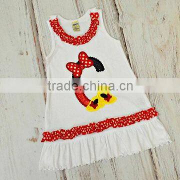 Children Summer Dress Cotton Knit Dress Baby Girl Mouse Head Frill Sleeveless Dress photo-3
