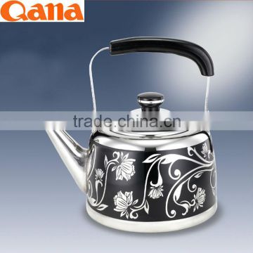 black decal flower high quality capsule bottom/stainless steel hot item Water kettle