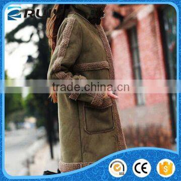 Latest Design Fashion Women Suede Lamb Wool Long Coat photo-4