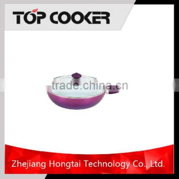 purple coating die cast aluminum deep frypan with lid