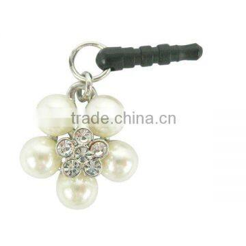 diamond crystal flower shaped earphone jack accessory for phone,various designs,OEM service,pass SGS factory audit