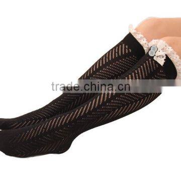 2015 Autumn and Winter Lace Button Cotton Socks Knee-high Boots Socks Quality Choice photo-4