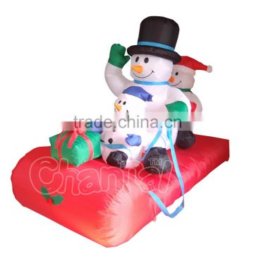 funny inflatable christmas decorations inflatable snowman with snowboard manufacturer china