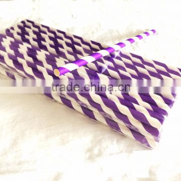 purple stripe drinking paper straw