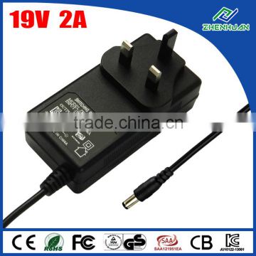 wall mounted adapter 19v 2000ma electronics adapter