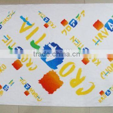 2015 HOT Sell 100% Cotton Velvet Printing Letter Printing Croatia Beach Towel English Letter Promotional Towel photo-3