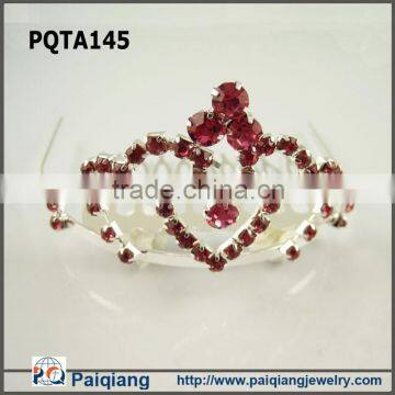 Latest design red rhinestone princess crown for girls