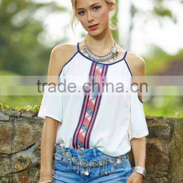 JPSKIRT1605324 Fashion Women Off-shoulder Chiffon Shirt