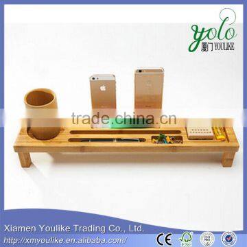 Natural bamboo desktop organizer Bamboo computer accessory organizer