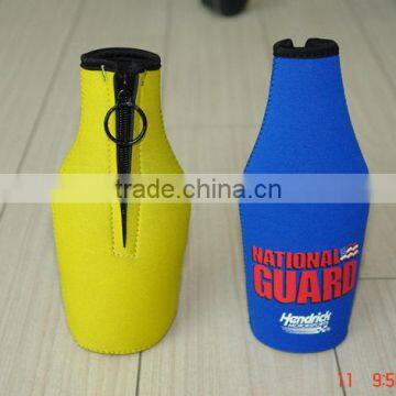 2016 lastest design neoprene beer bottle cooler with zipper