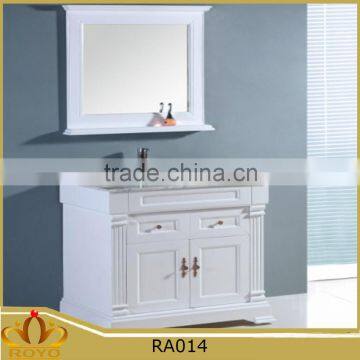 Elegant white modern ceramic basin marble countertop MDF bathroom vanity RA014