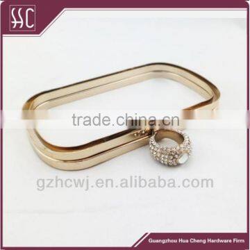 16.3x9.6cm Shiny Light Gold Classical Box Purse Frame With Diamond Ring Head photo-3