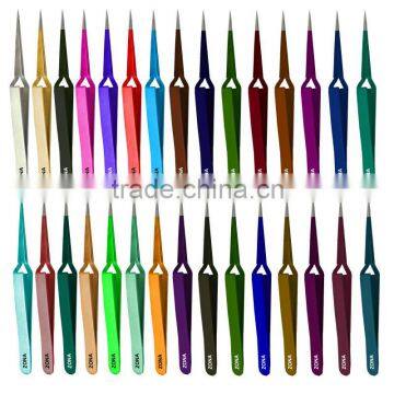 X-Type Eyelash Extension Tweezers In Silver / Gold / Red / Pink / Black / White / Purple / Blue / Yellow / Rainbow Colours