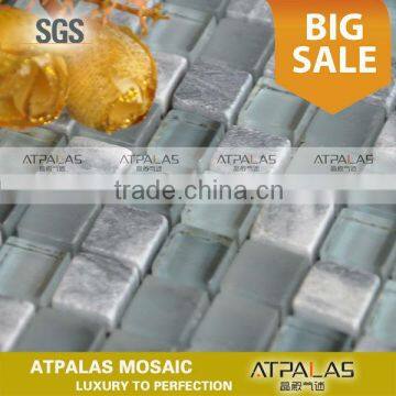 Stone Glass Tile collection-15x15mm square stone blend frosted glass tile, bath and backsplash glass wall and floor tile EGS024