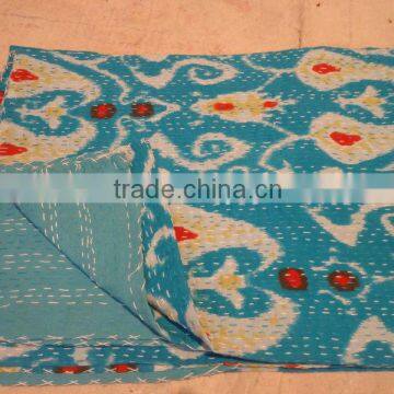 Traditional Ethnic Handmade Kantha Quilt Ikat print Kantha Quilt