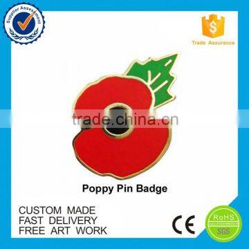 Europe style plating gold poppy lapel badge