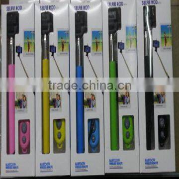 2016 New Top Sale Products Andriod And IOS Colorful ABS Material Extendable Wired Selfie Stick for Travelling Happy Tourism