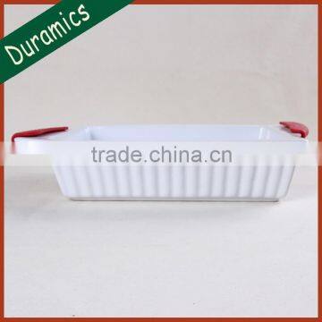 Hot sale silicone handle retangular bakeware, baking dish