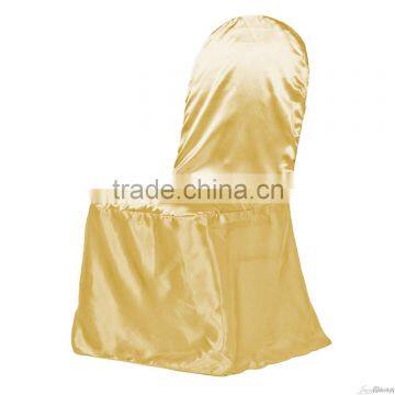 White satin chair cover for banquet chairs or wedding chairs OEM client's design