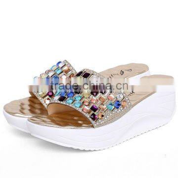 Color diamond high-heeled sandals waterproof Taiwan increased significantly white sandals and slippers