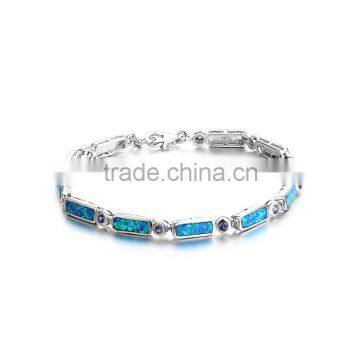 925 Sterling Silver Ocean Synthetic Blue Opal Bracelet Jewelry SBI181W photo-6