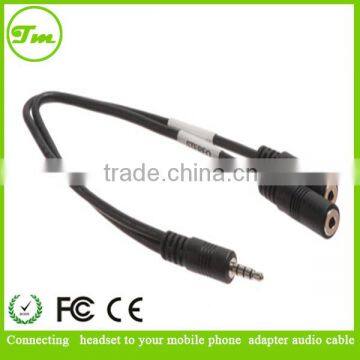 Connecting headset to your mobile phone adapter audio cable
