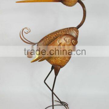 China Supplier Painted Large Metal Crane Statue Garden Ornament photo-3
