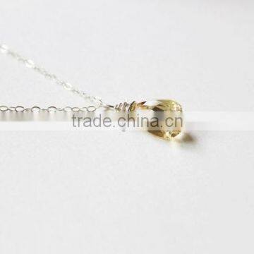 faceted Citrine gemstone silver necklace