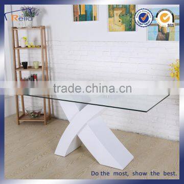 Cross leg dining table,rectangular glass top dining tables