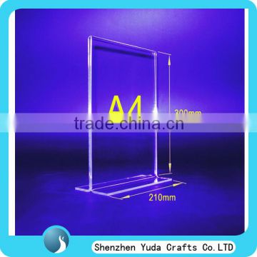 Clear acrylic plexi table tent frame for poster promotional acrylic frame a4