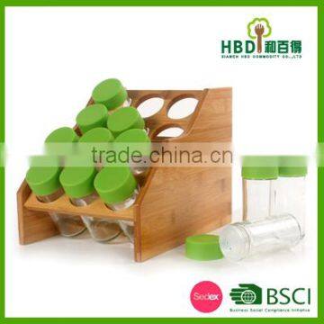Buy Glass Spice Set With Bamboo Rack ,spices Glass Container Set,candle Jars Wholesale photo-2