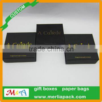 jewelery black dyed paper boxes customized earring pendant velvet inlay boxes