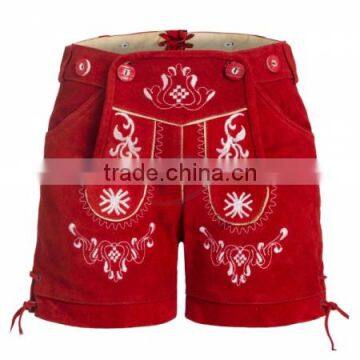 RED SUEDE LADERHOSEN SHORT PAKISTAN SIALKOT