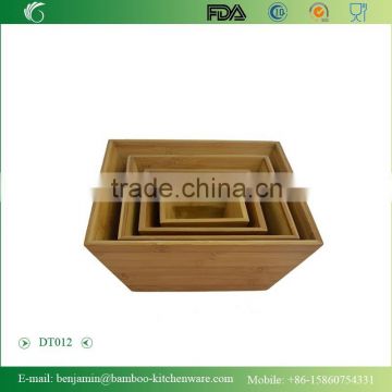 DT012/Good Quality Cheap Square Bamboo Bowl, Bamboo Salad Bowl Set for kitchen Accessories