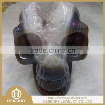 5" 1.38KG natual agate Geodes home decoration Skull for hot sale in christmas season