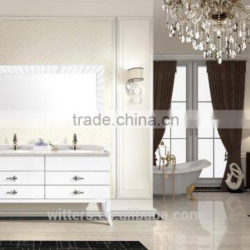 Modern white bathroom vanity furniture with twin sinks solid wood bathroom vanity WTS856