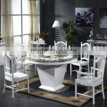 High gloss White round dining table