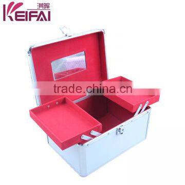 Fashion Aluminum Frame Silver Nail Polish Carrying ABS Jewelry Case With Mirror photo-4