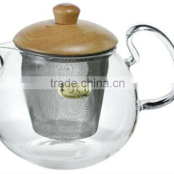 Handmade 3.3 high borosilicate heat fire resistant glass teapot with warmer of chikao glass