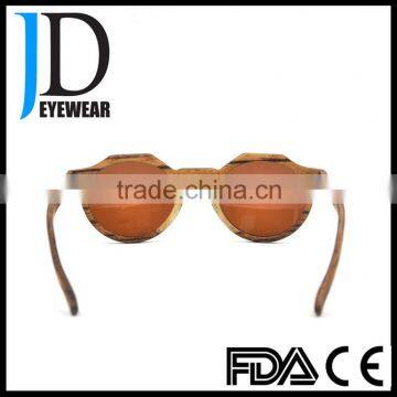 Retro Round Environmentally Friendly Wooden Sunglasses With Brown Solid Color Lens photo-5
