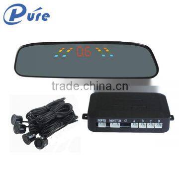 High quality led display rear view mirror car parking sensor system with 4 sensors
