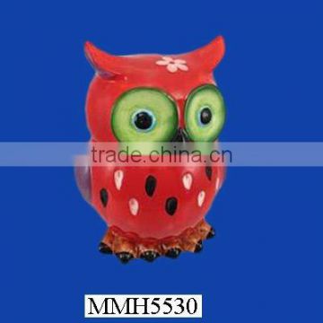 Painted owl ceramic candy container