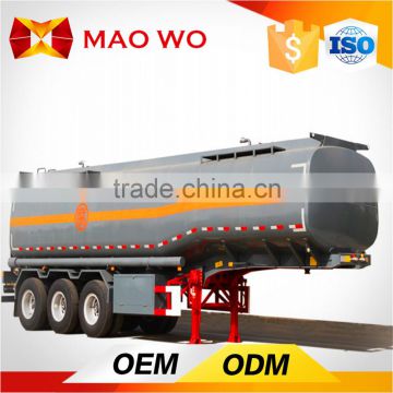 China tri-axle stainless steel fuel tank semi trailer for corrosive material transportation