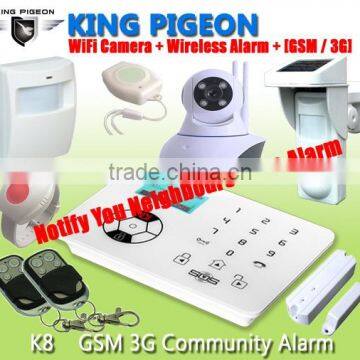 868/433mhz self defense safety Home alarm GSM with APP/GSM,smart gsm wireless alarm systemK8